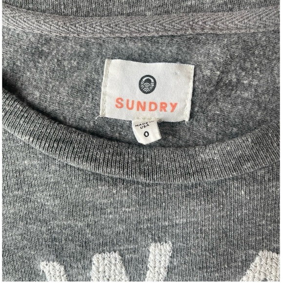 Sundry “Always Late” Graphic Pullover Sweatshirt Gray Long Sleeve – Size 0 (XS) - Picture 6 of 12